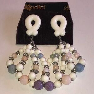 Medici Genuine Lucite Multicolor Beaded Boho Vintage Earrings